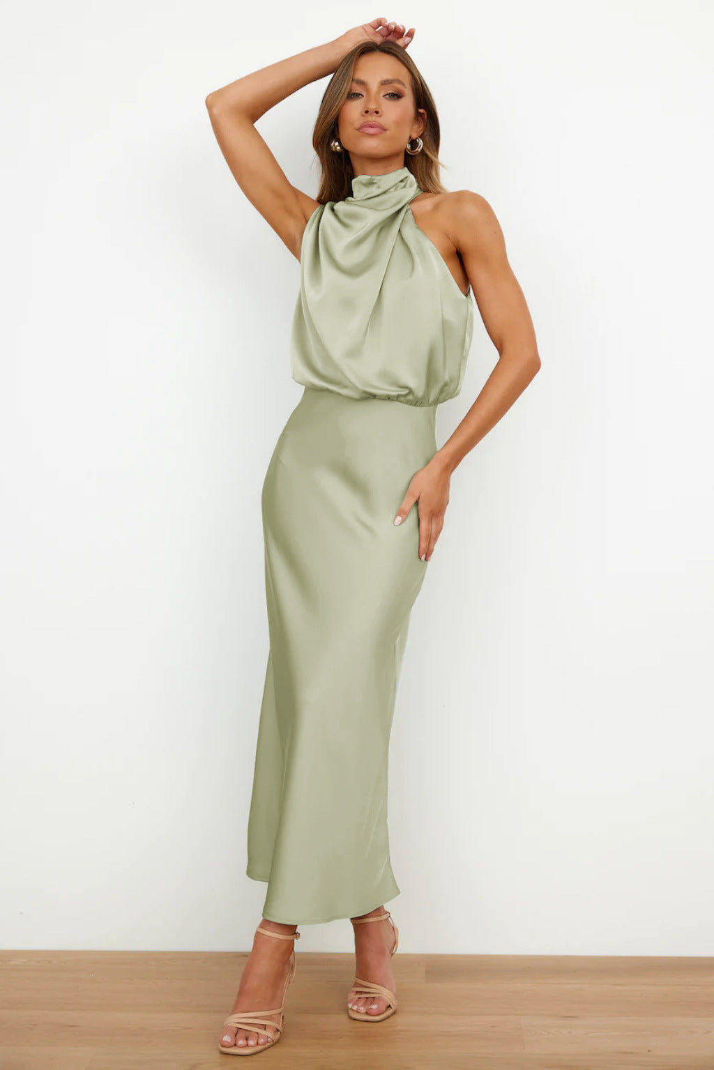 Lena | Satin Halter Neck Dress