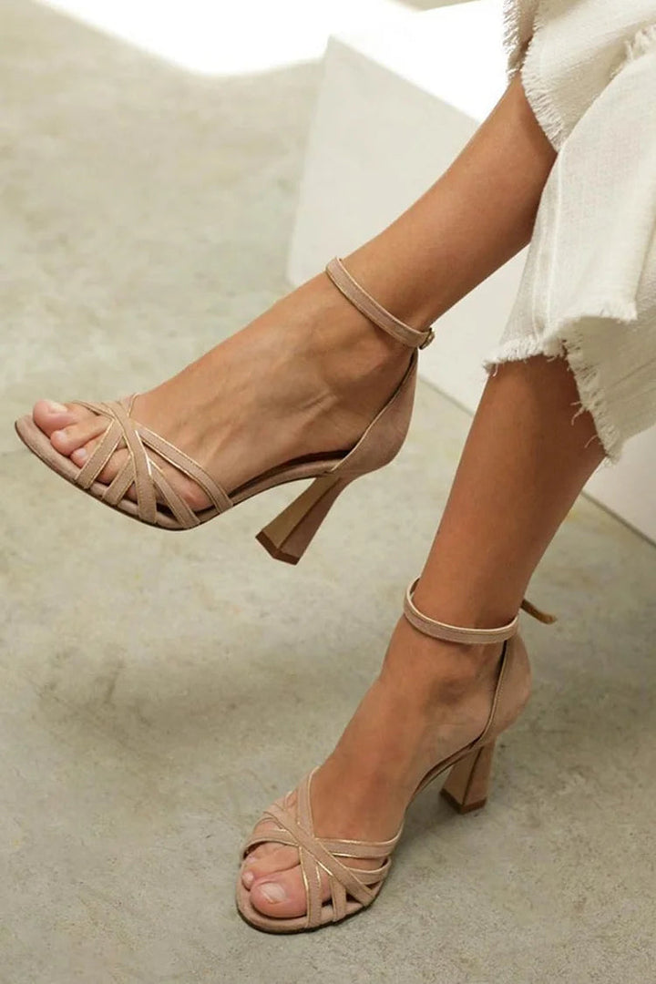HARPER & JUNE | STRAPPY MID-HEEL SANDALS