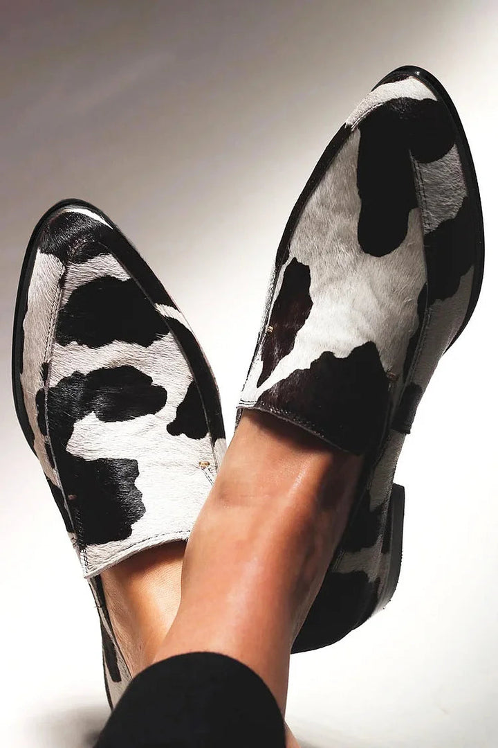 HARPER & JUNE | COW PRINT SLIP-ONS