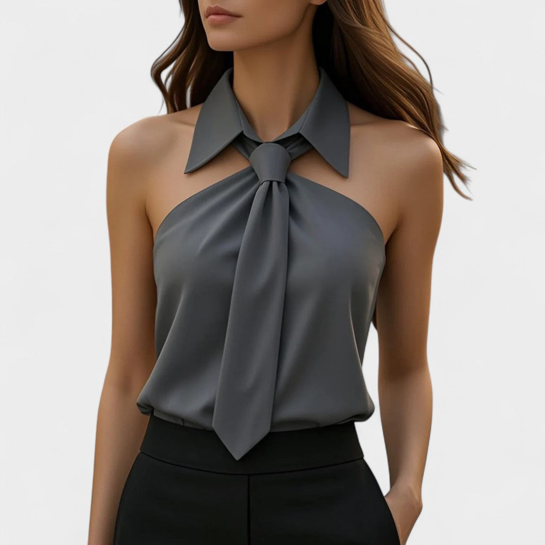 NORTHLINE STUDIO | TIE COLLAR HALTER TOP