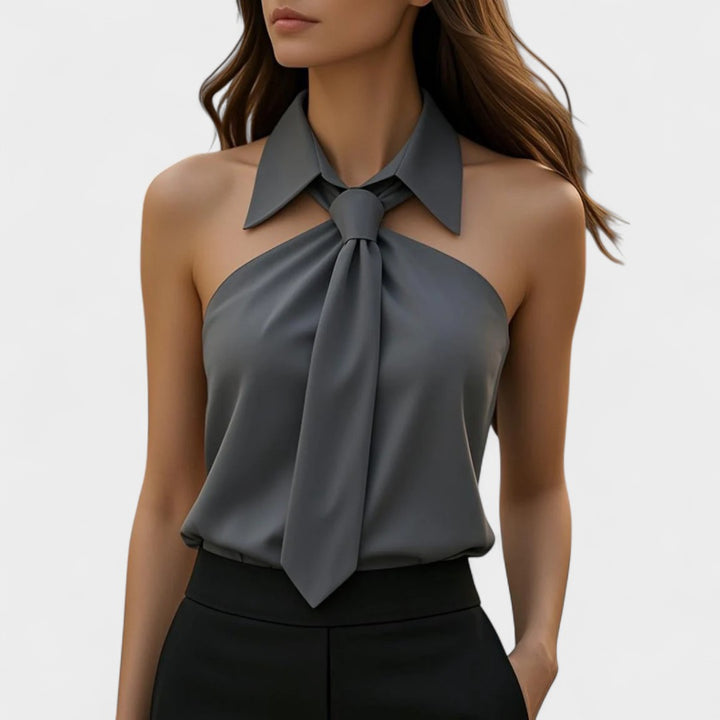 NORTHLINE STUDIO | TIE COLLAR HALTER TOP
