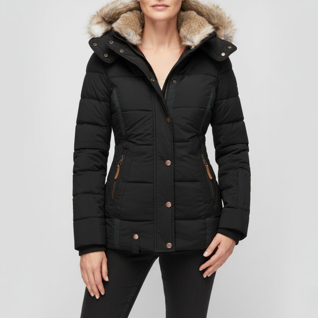 NORTHLINE STUDIO | PUFFER JACKET WITH A FAUX FUR HOOD