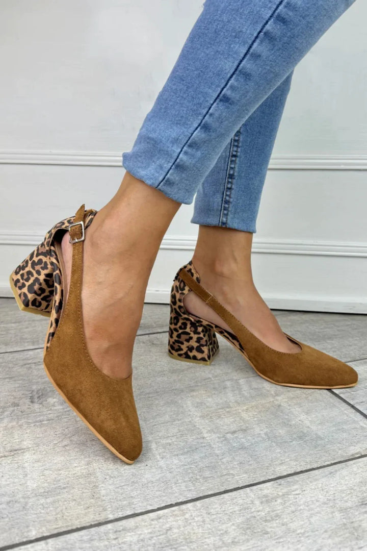 HARPER & JUNE | LEOPARD PRINT HEEL SLINGBACKS