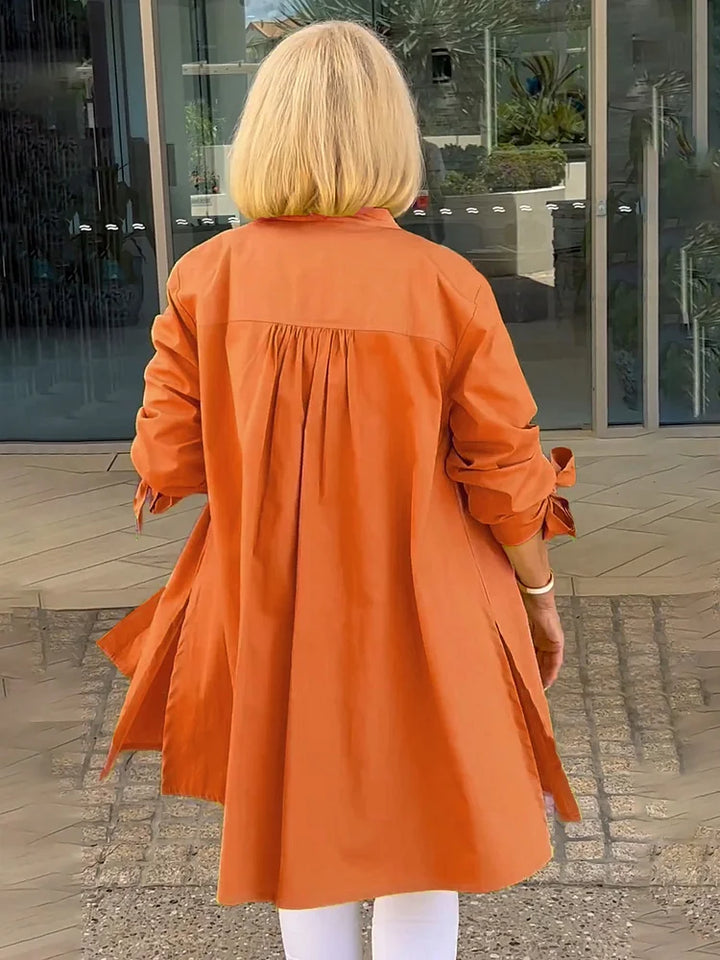 Elliora - Gathered Back Cotton Shirt Jacket