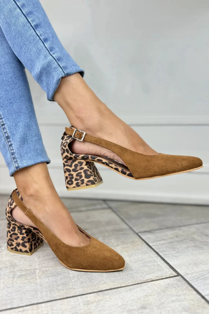 HARPER & JUNE | LEOPARD PRINT HEEL SLINGBACKS