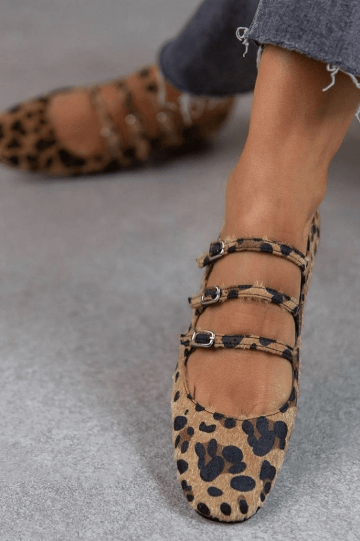 HARPER & JUNE | LEOPARD BUCKLE FLATS