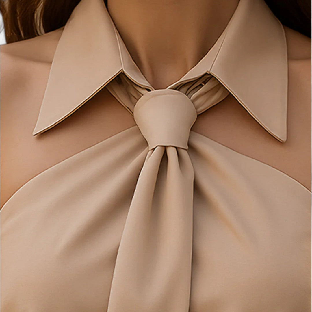 NORTHLINE STUDIO | TIE COLLAR HALTER TOP