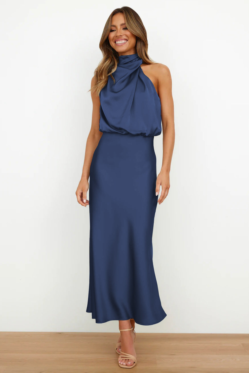 Lena | Satin Halter Neck Dress