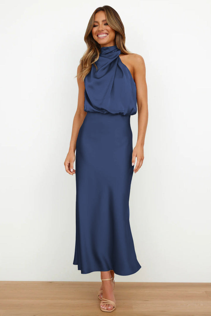 Lena | Satin Halter Neck Dress