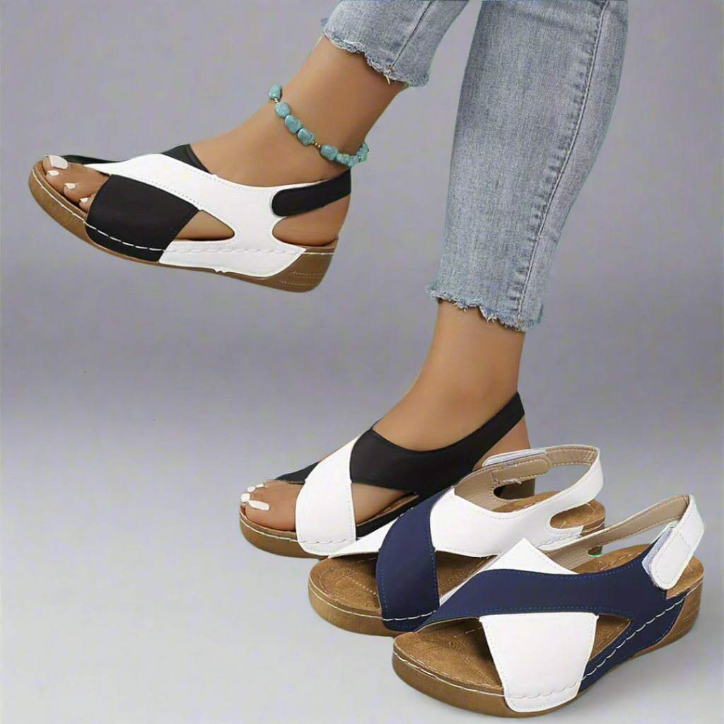 HARPER & JUNE | COLORBLOCK SLINGBACK SANDALS