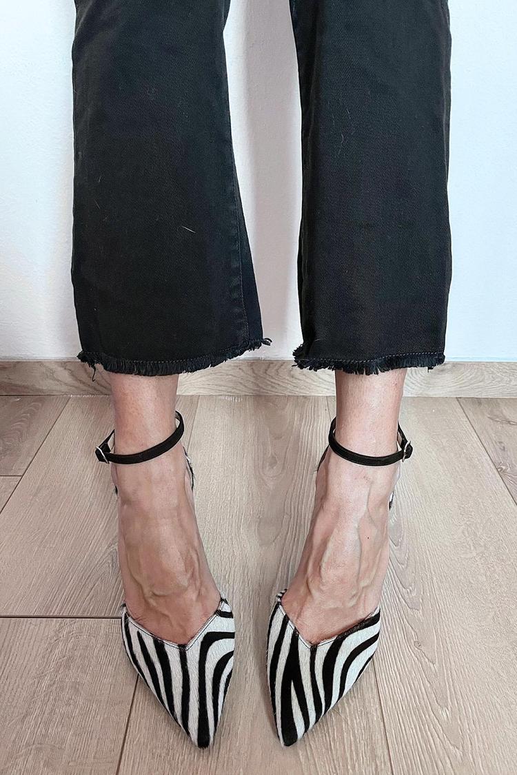 HARPER & JUNE | ZEBRA PRINT PUMPS WITH ANKLE STRAP