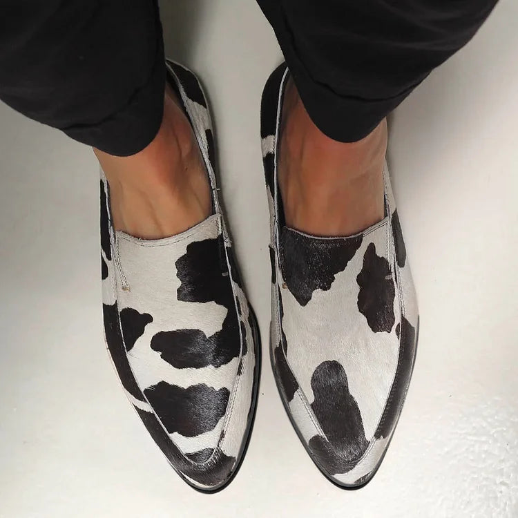 HARPER & JUNE | COW PRINT SLIP-ONS