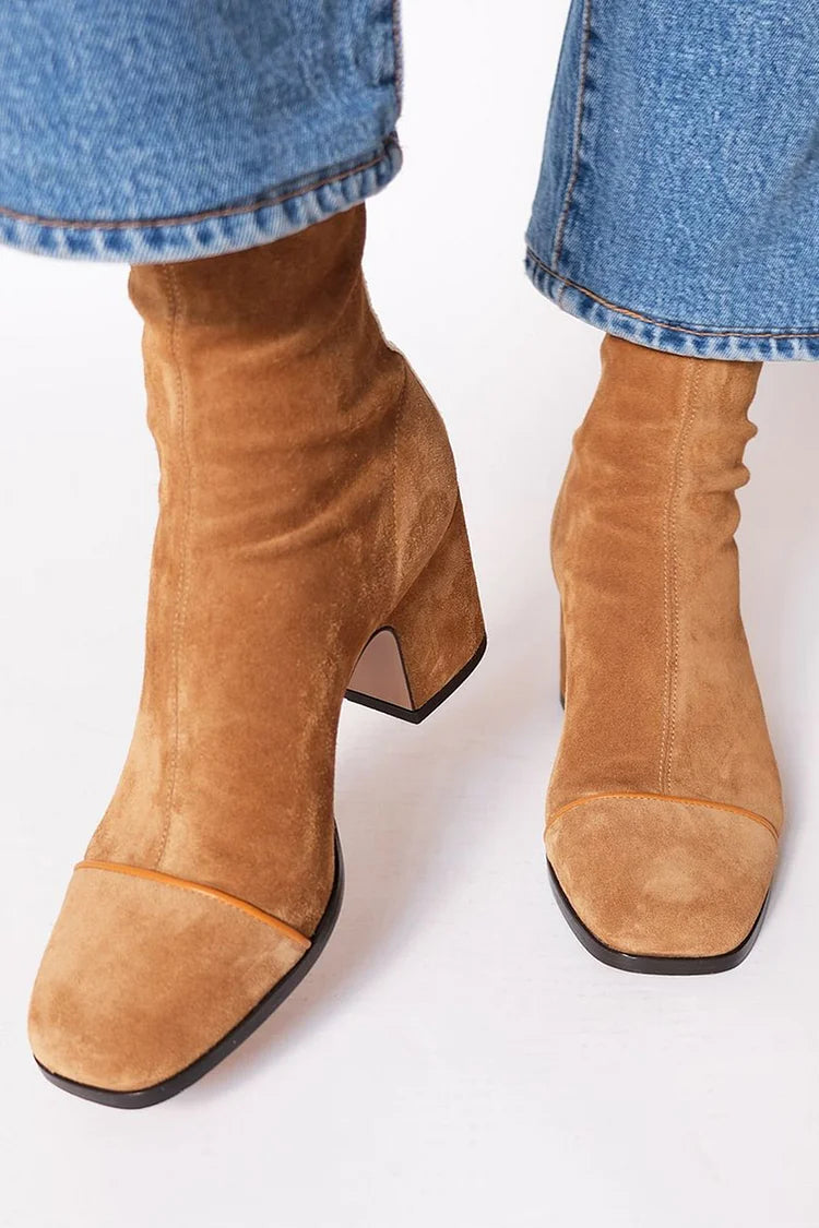 HARPER & JUNE | SUEDE ZIP-UP ANKLE BOOTS
