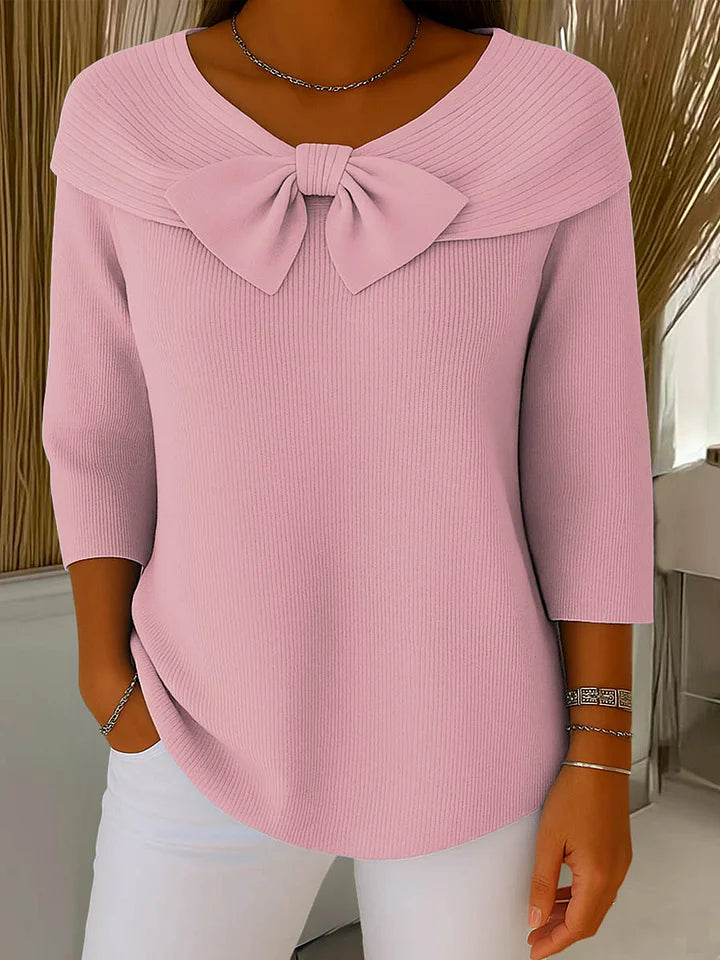 NORTHLINE STUDIO | ELEGANT BOW-COLLAR KNIT TOP