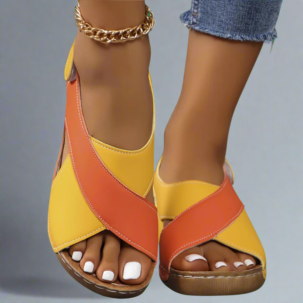 HARPER & JUNE | COLORBLOCK SLINGBACK SANDALS