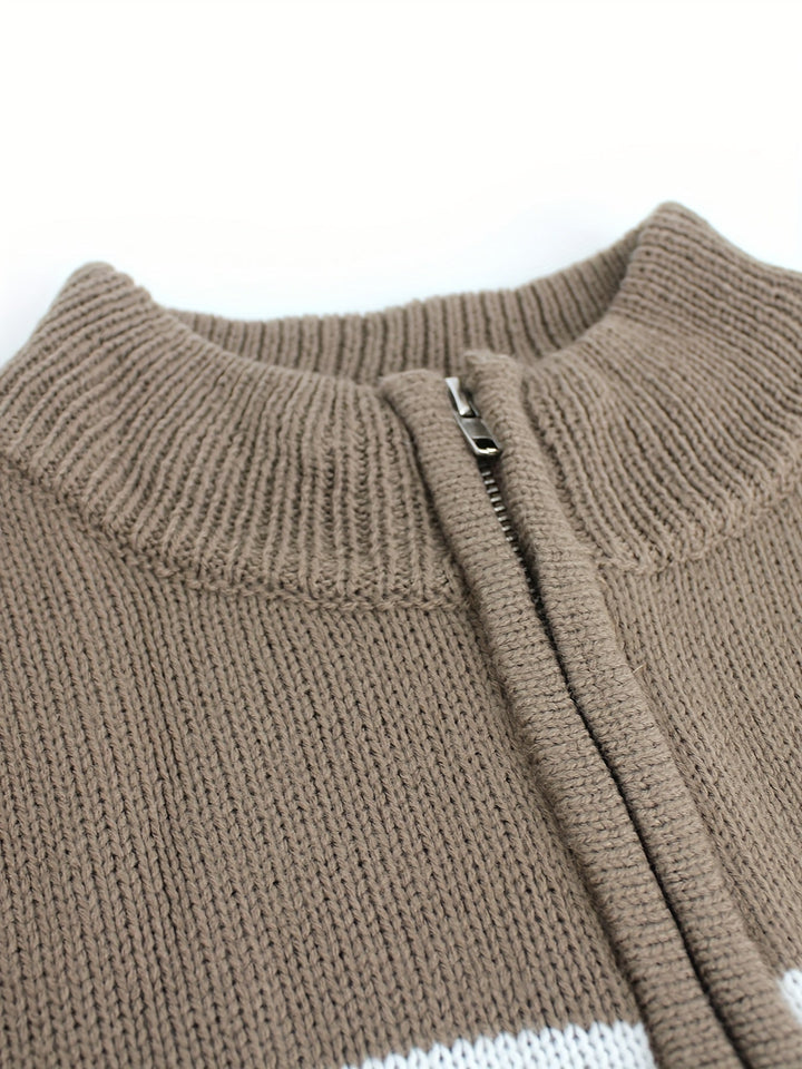 NORTHLINE STUDIO | Striped Zipper Sweater