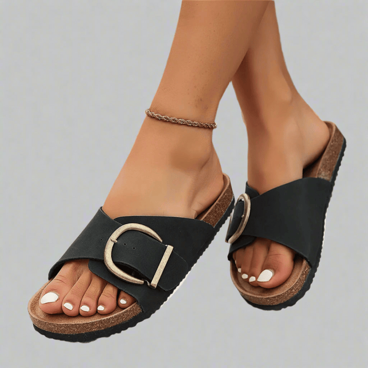 HARPER & JUNE | BUCKLE SLIDE SANDALS