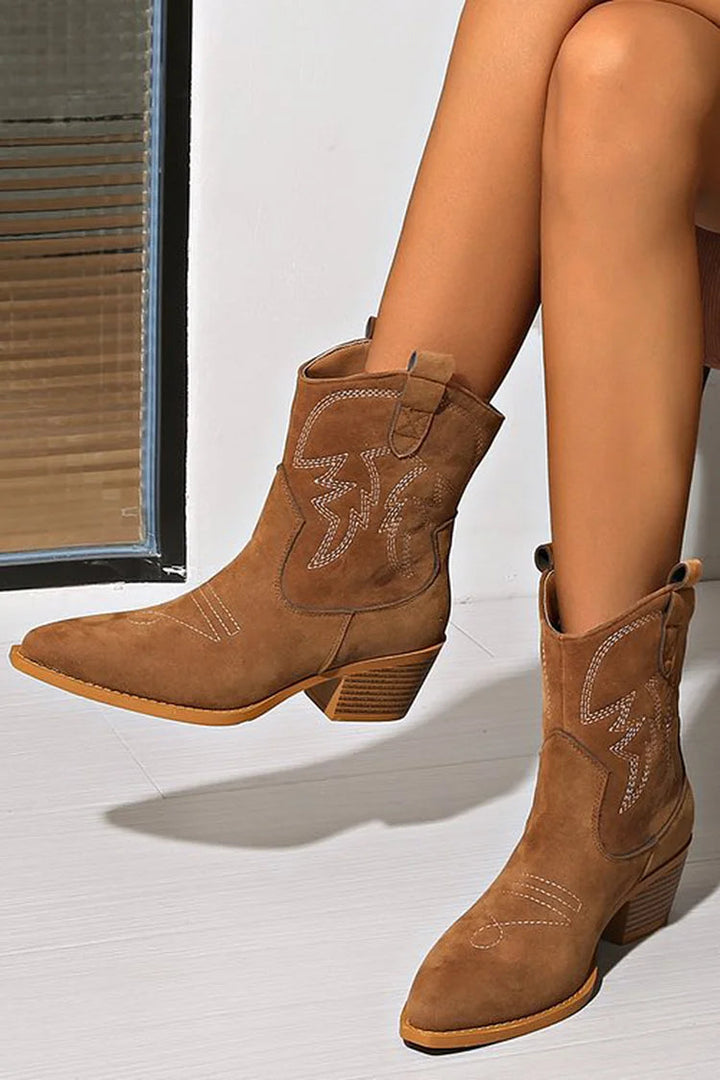HARPER & JUNE | POINTED WESTERN ANKLE BOOT