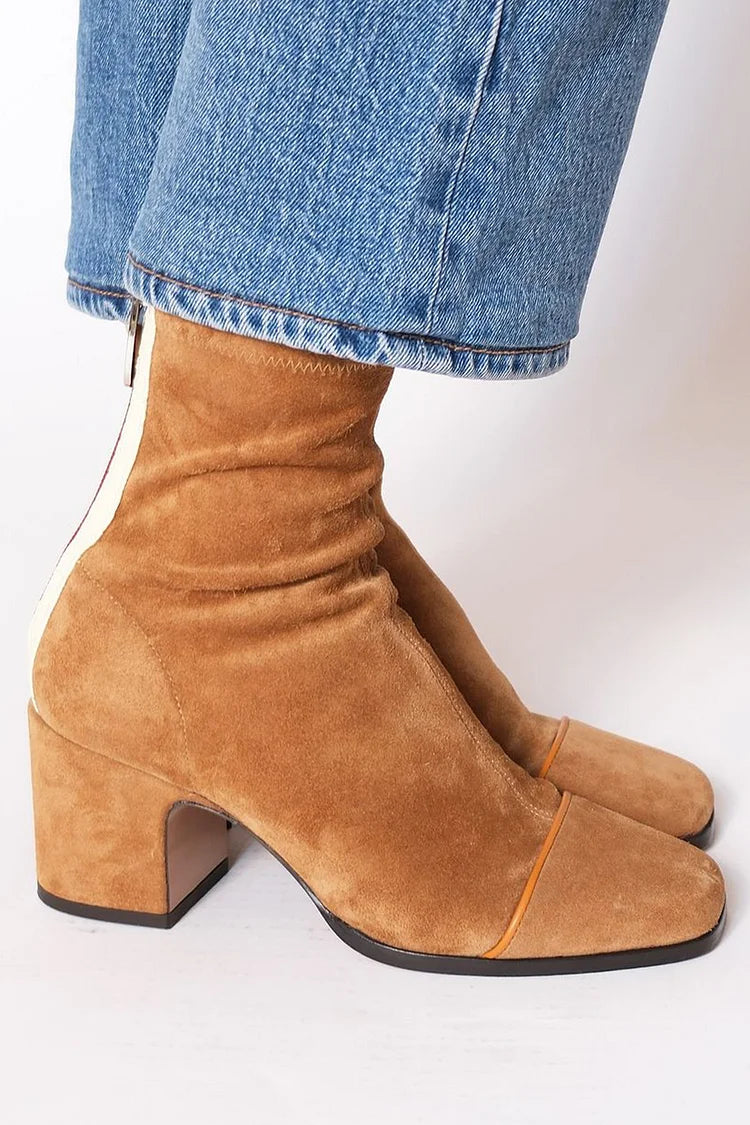HARPER & JUNE | SUEDE ZIP-UP ANKLE BOOTS