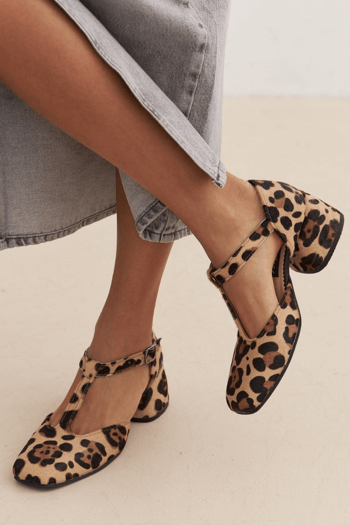 HARPER & JUNE | LEOPARD T-STRAP BLOCK HEELS
