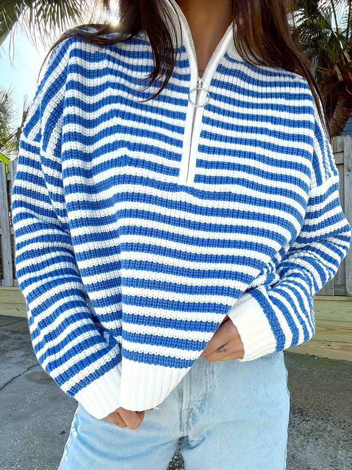 NORTHLINE STUDIO | Striped Zipper Sweater