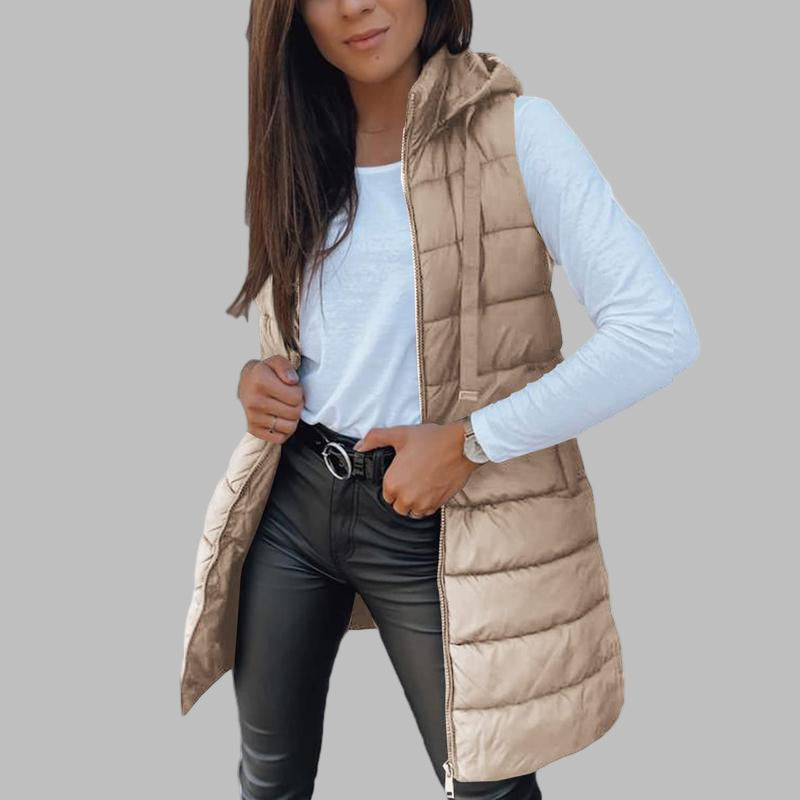NORTHLINE STUDIO | Casual Sleeveless Hood Long Puffer Vest
