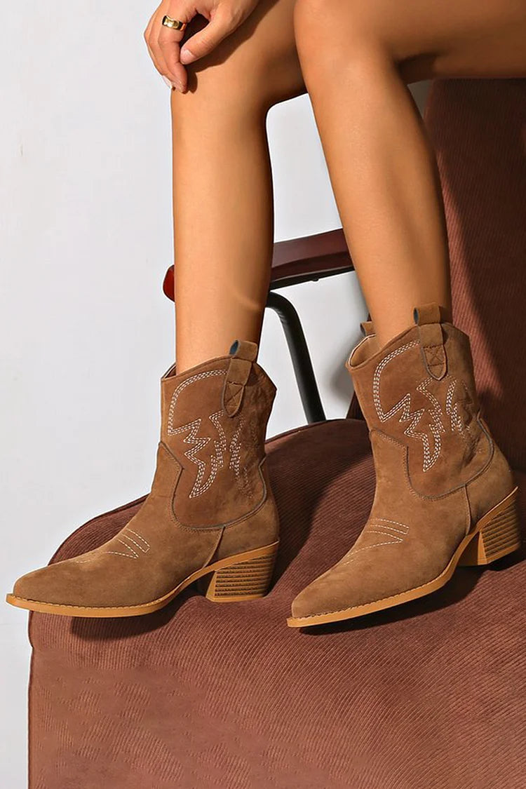 HARPER & JUNE | POINTED WESTERN ANKLE BOOT