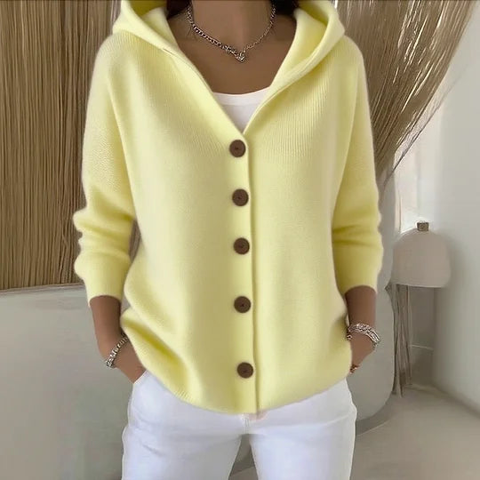 HOODED BUTTON CARDIGAN