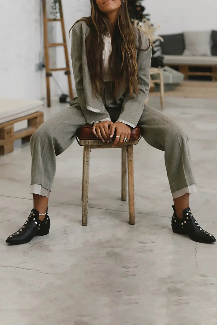 HARPER & JUNE | POINTED STUDDED ANKLE BOOT