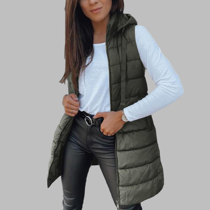 NORTHLINE STUDIO | Casual Sleeveless Hood Long Puffer Vest
