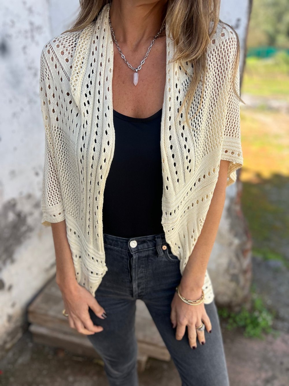 NORTHLINE STUDIO | Half Sleeve Knit Cardigan