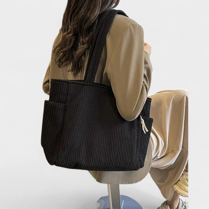 Tilda – Ribbed Tote Bag with Cord Detail