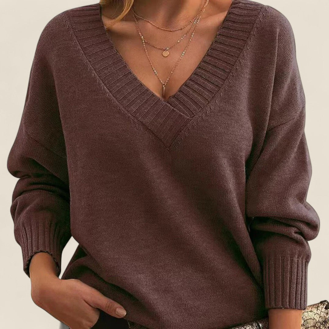 Elle | Elegant V-Neck Sweater