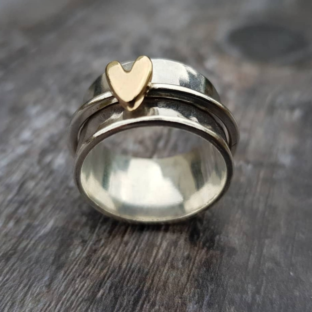 Serenum I Silver Ring with Gold Heart