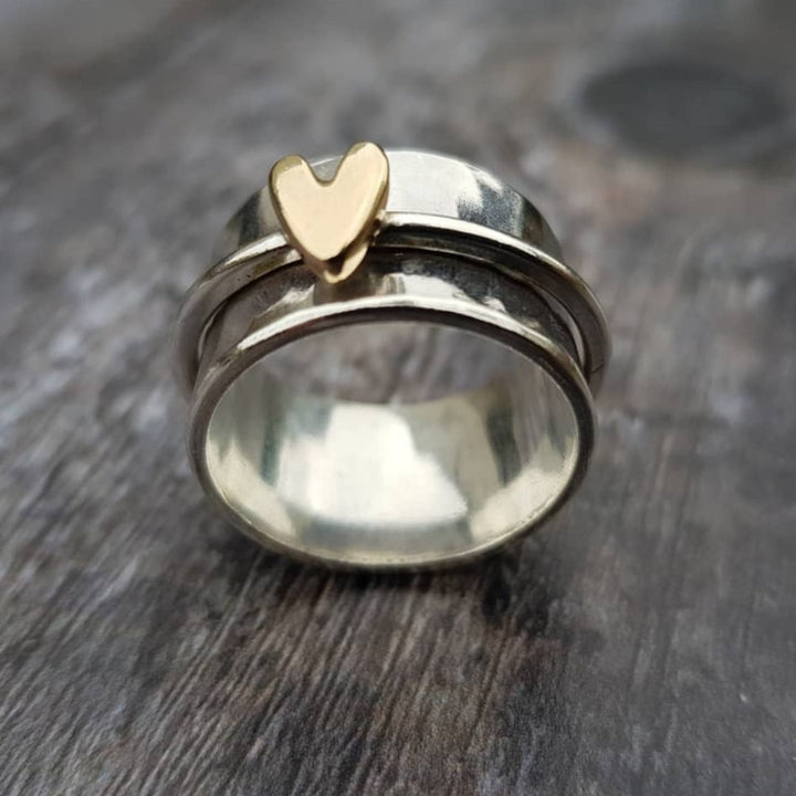 Serenum I Silver Ring with Gold Heart