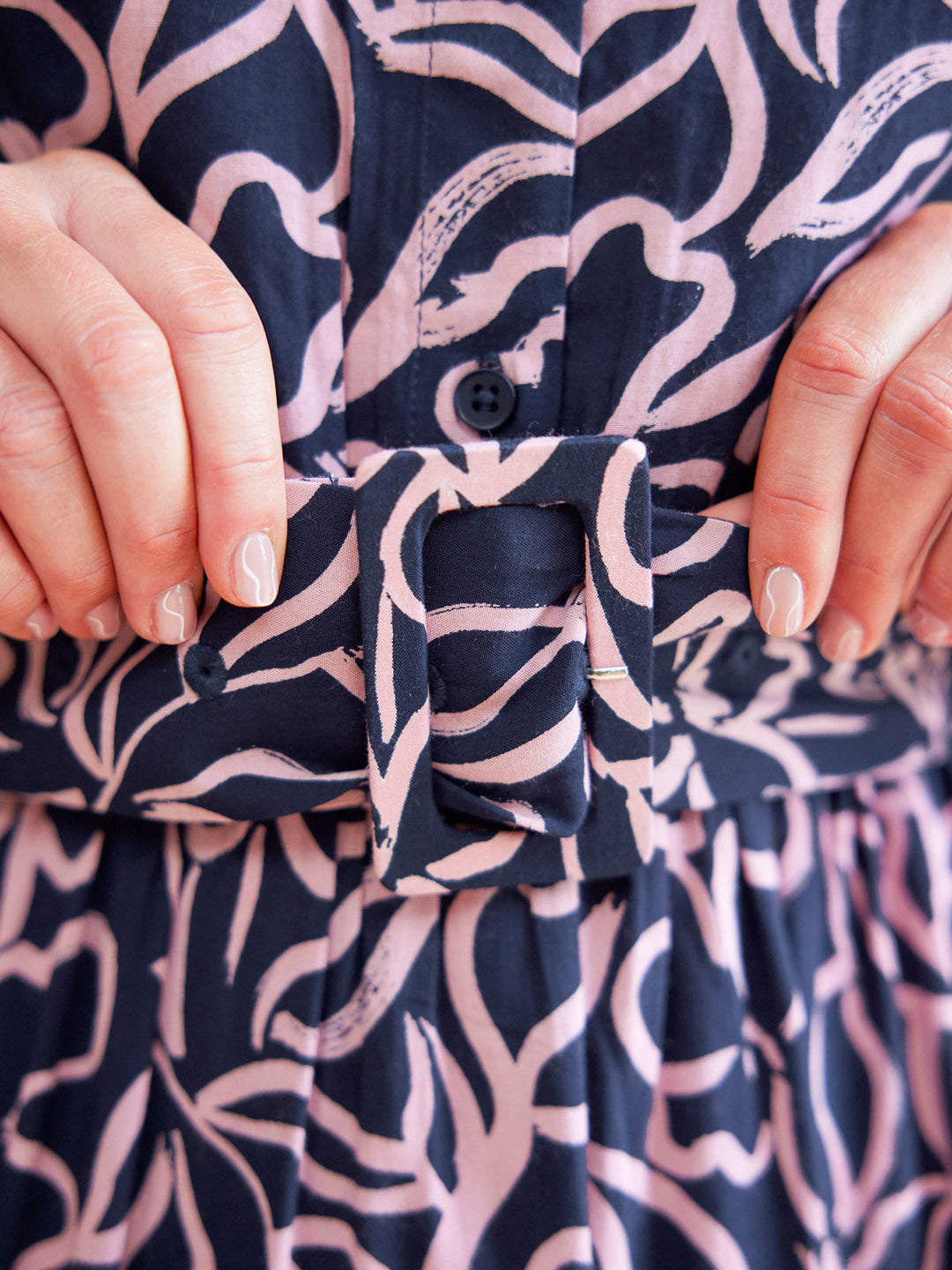 Camilla Dress - Navy Linear Floral