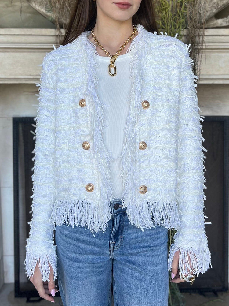 NORTHLINE STUDIO | TEXTURED FRINGE BLAZER JACKET