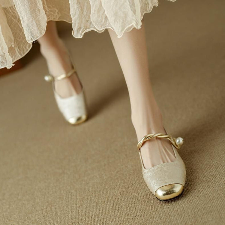 NORTHLINE STUDIO | PEARL STRAP EMBELLISHED FLATS