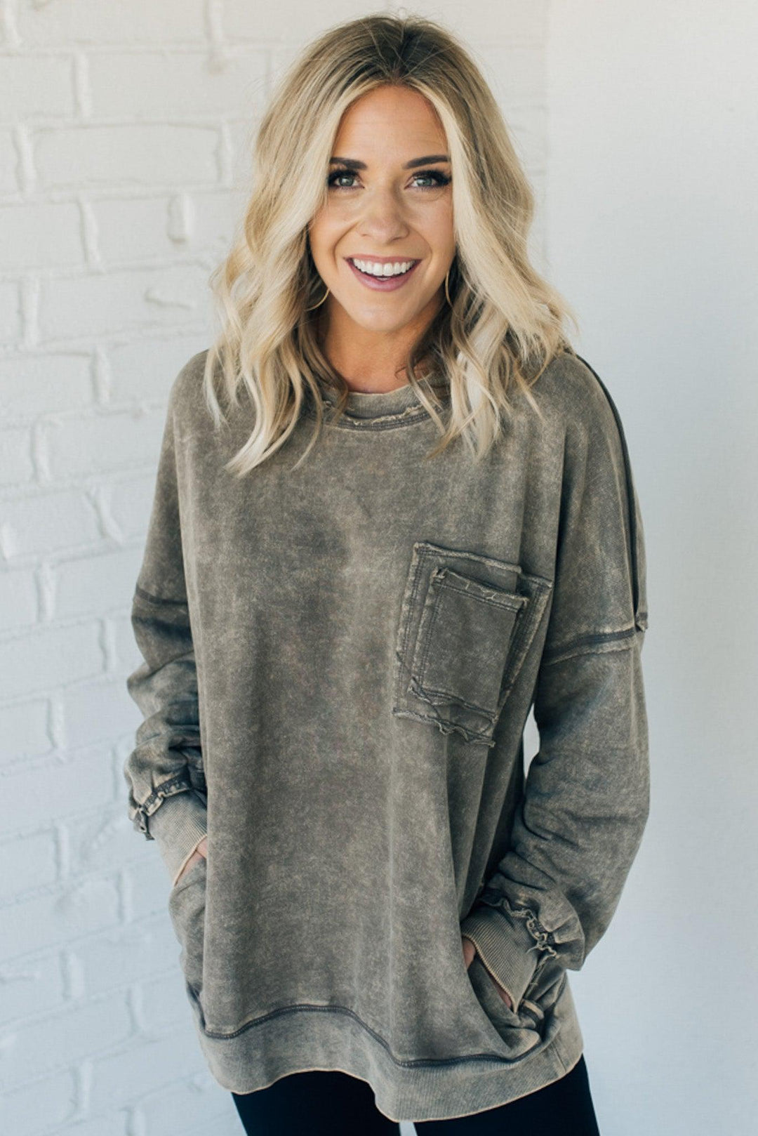 NORTHLINE STUDIO | Cozy French Terry Acid Wash Pullover