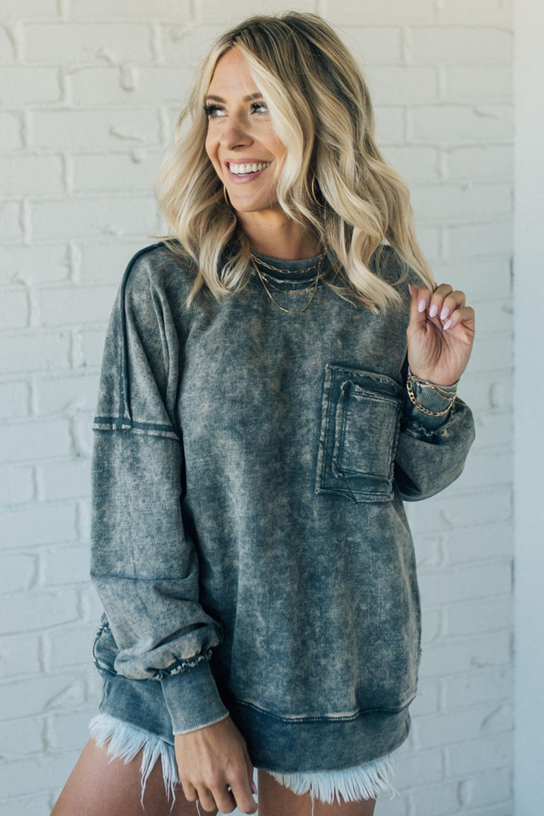 NORTHLINE STUDIO | Cozy French Terry Acid Wash Pullover
