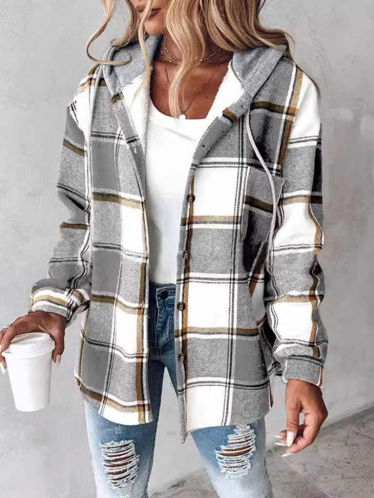 CAMDEN PLAID HOODED SHACKET
