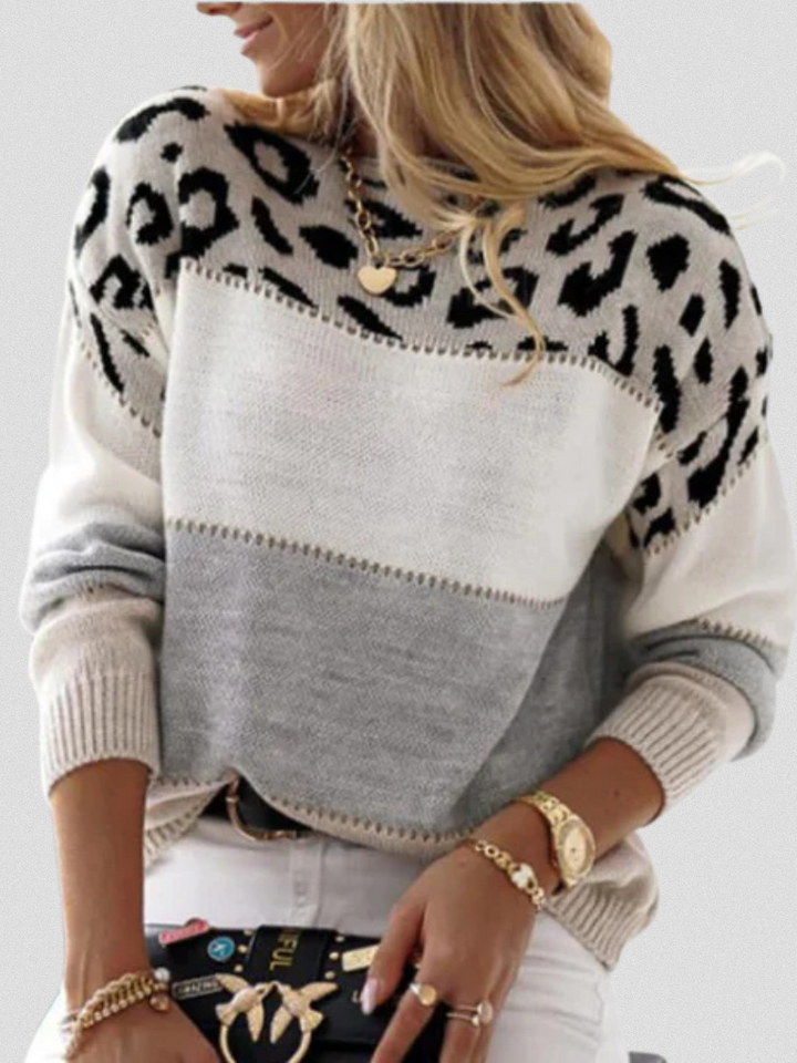 EMMA LEOPARD ACCENT SWEATER