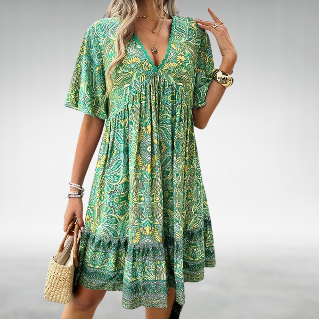 HANNAH | RELAXED BOHO V-NECK DRESS