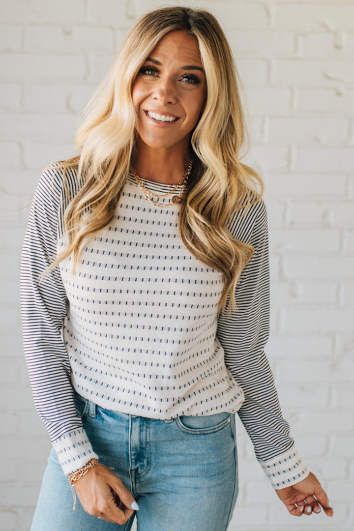 NORTHLINE STUDIO | Long Sleeve Mini-Stripe Sweater Top
