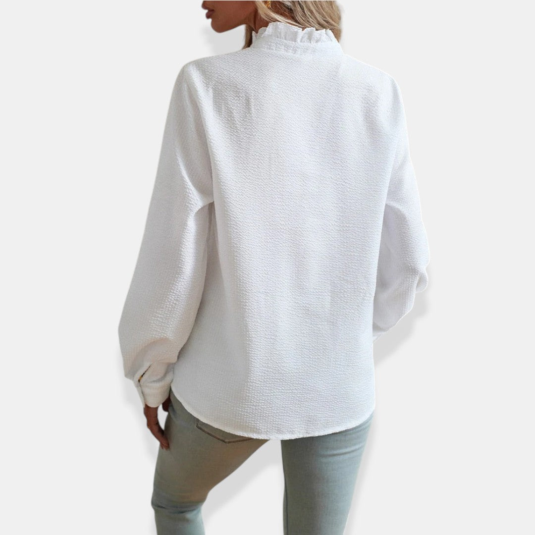 NORTHLINE STUDIO | RUFFLE TRIM BLOUSE