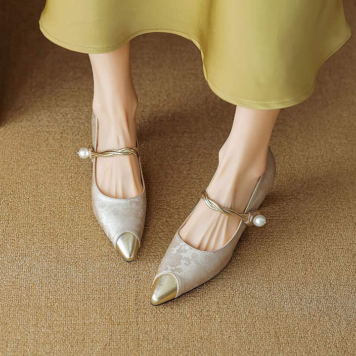 NORTHLINE STUDIO | PEARL-STRAP SCULPTED HEELS