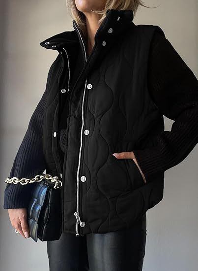 NORTHLINE STUDIO | Classic Puffer Button Zip Up Collared Vest