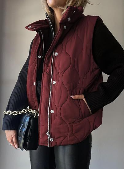 NORTHLINE STUDIO | Classic Puffer Button Zip Up Collared Vest
