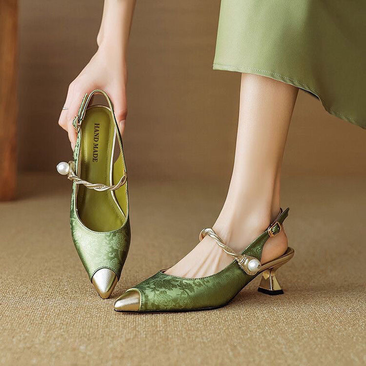 NORTHLINE STUDIO | PEARL-STRAP SCULPTED HEELS