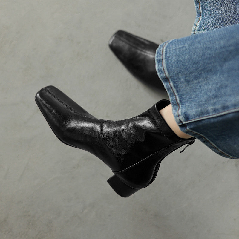 HARPER & JUNE | MINIMALIST BLOCK-HEEL ANKLE BOOTS